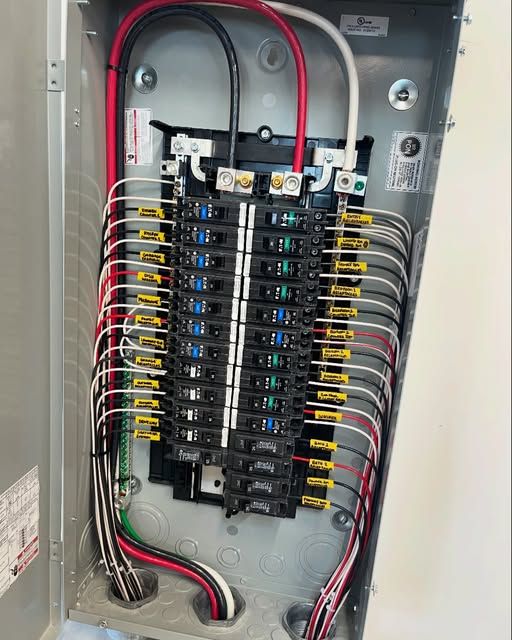 Existing electrical panel before EV charger installation